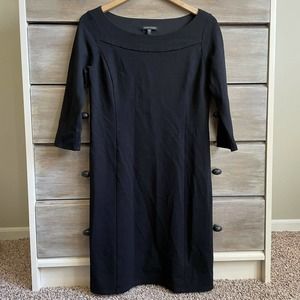 Eileen Fisher Black Boatneck Shift Dress